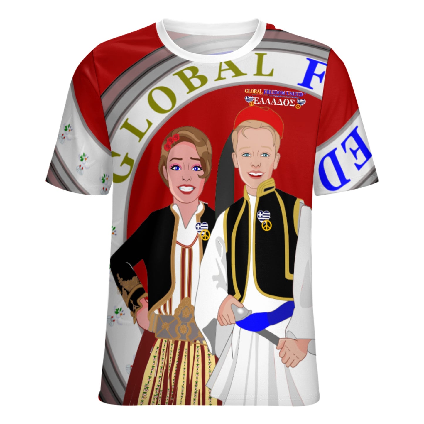 Women´s T-shirt 3 GLOBAL FREEDOM UNITED©  Couple Edition Greece Red