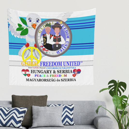 Tapestry GLOBAL FREEDOM UNITED© Men Hungary & Serbia Old Peace Blue 2