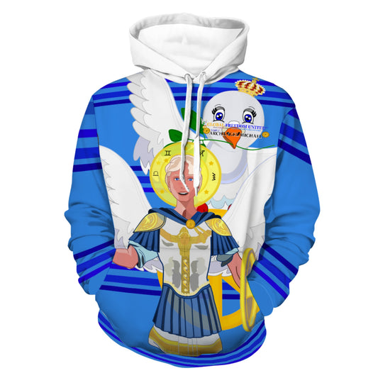 Front Pocket Hoodie Global Freedom United Archangel Michael English V1 Deep Blue