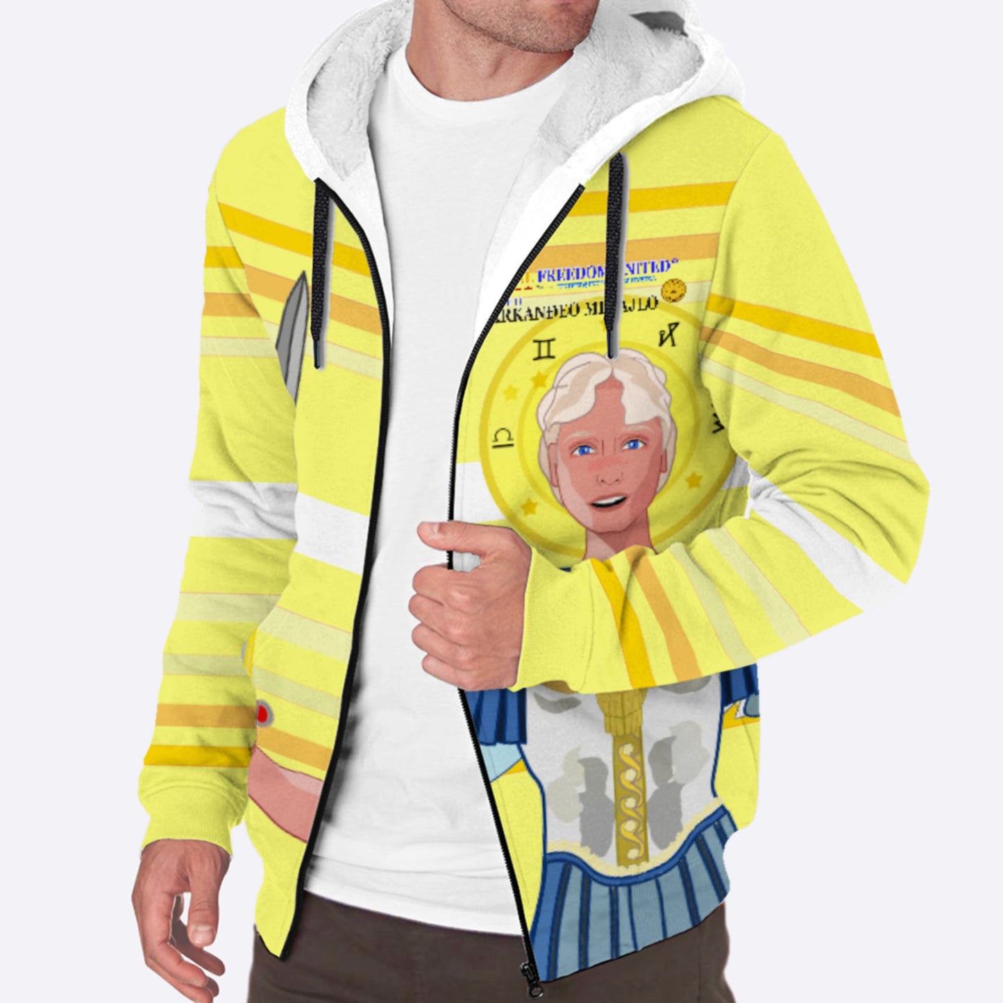 Plush Hoodie Global Freedom United Archangel Michael Croatia V1 Yellow