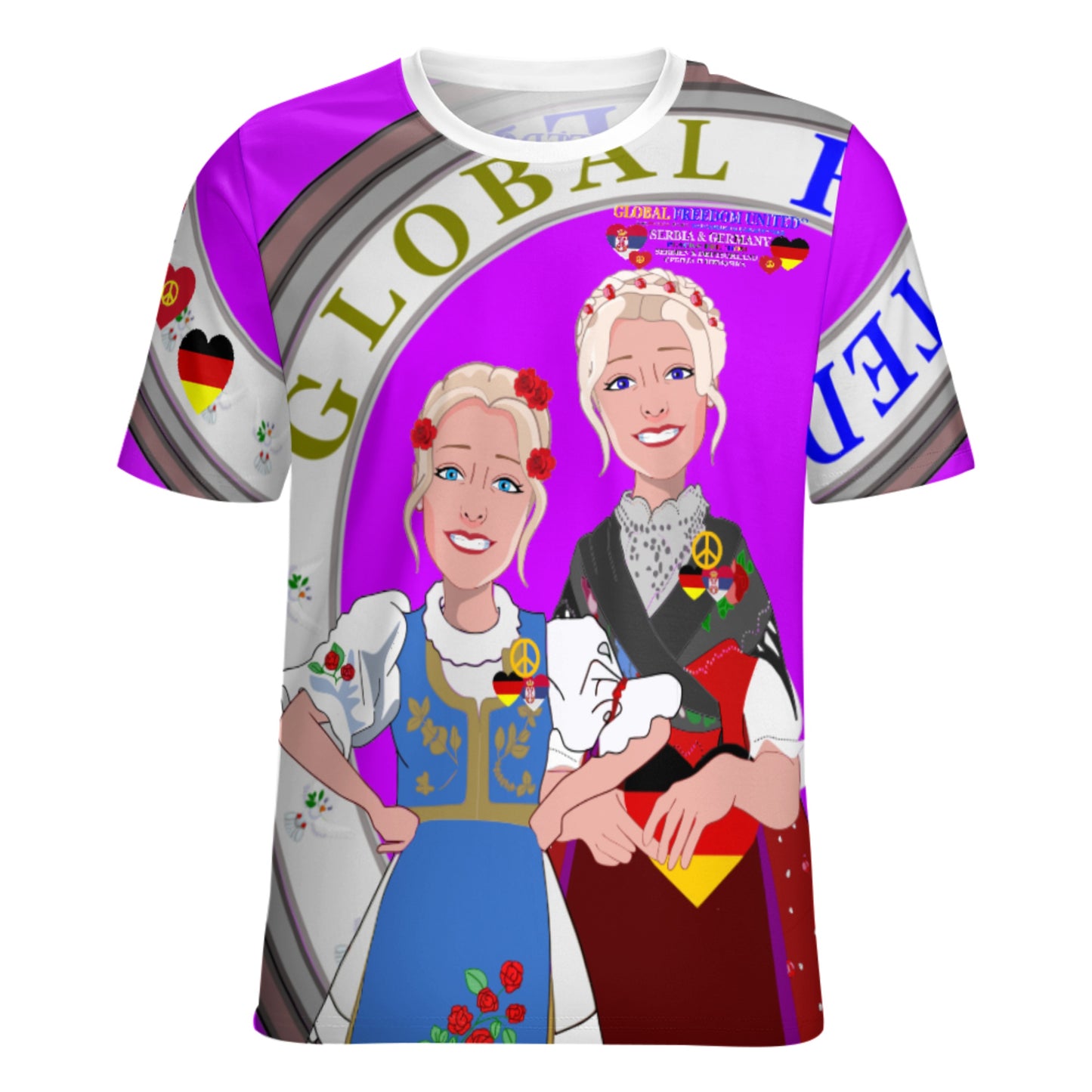 Women´s T-shirt GLOBAL FREEDOM UNITED© Women Serbia & Germany Lilac