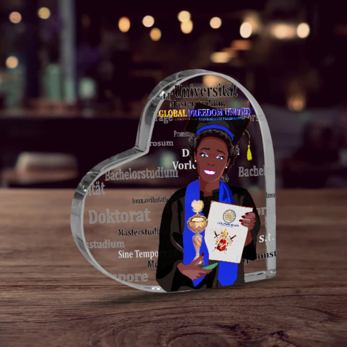 Acryl Heart Global Freedom United Afro Student Girl Cooper Place