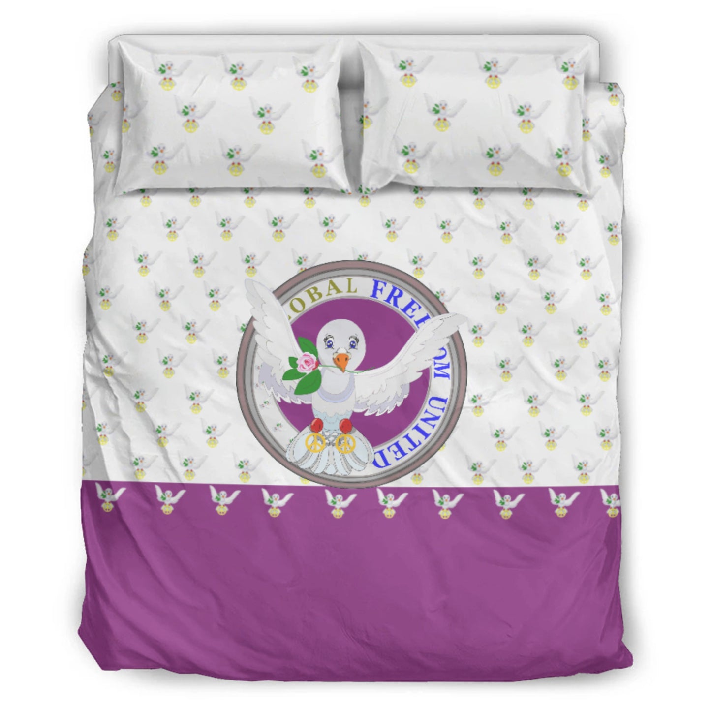 Bed Line GLOBAL FREEDOM UNITED© Dove Of Peace Lilac 1