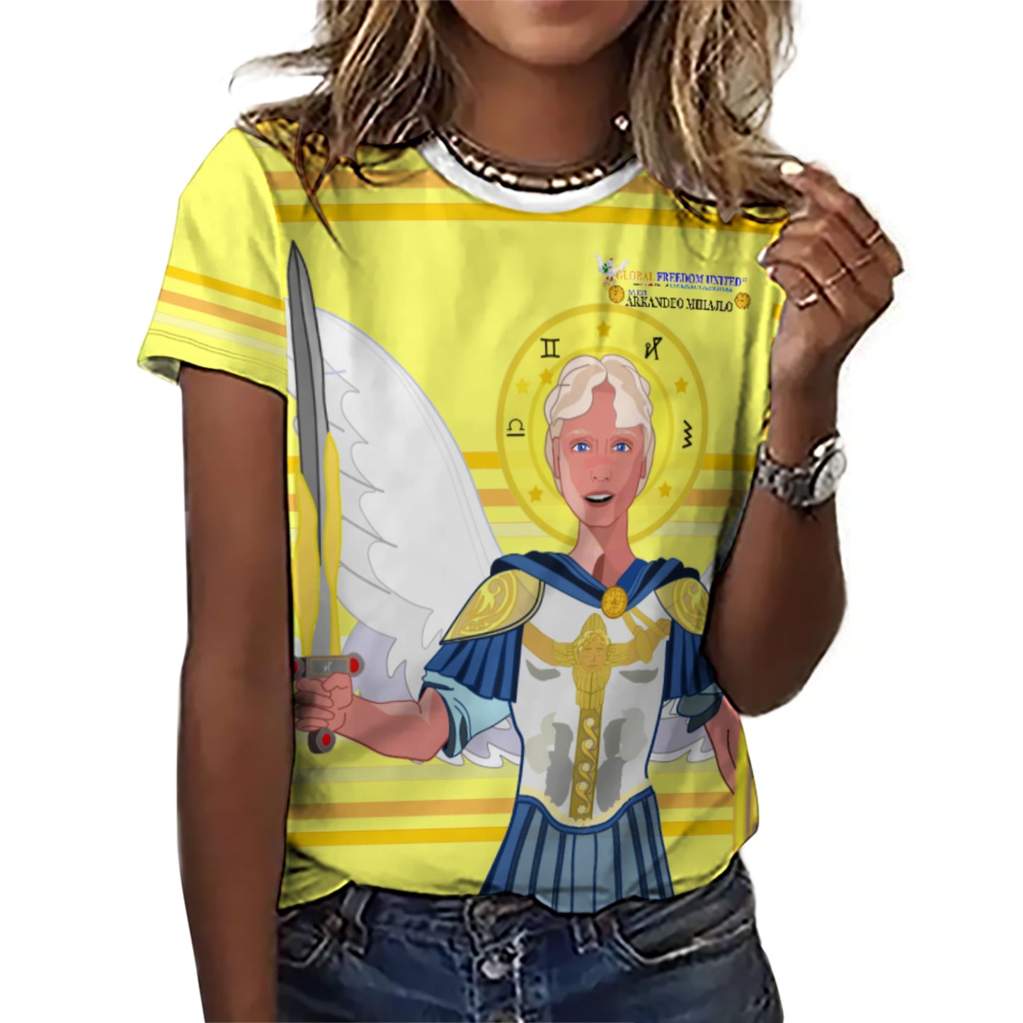 Women´s T-shirt Global Freedom United Archangel Michael Croatia V1 Yellow