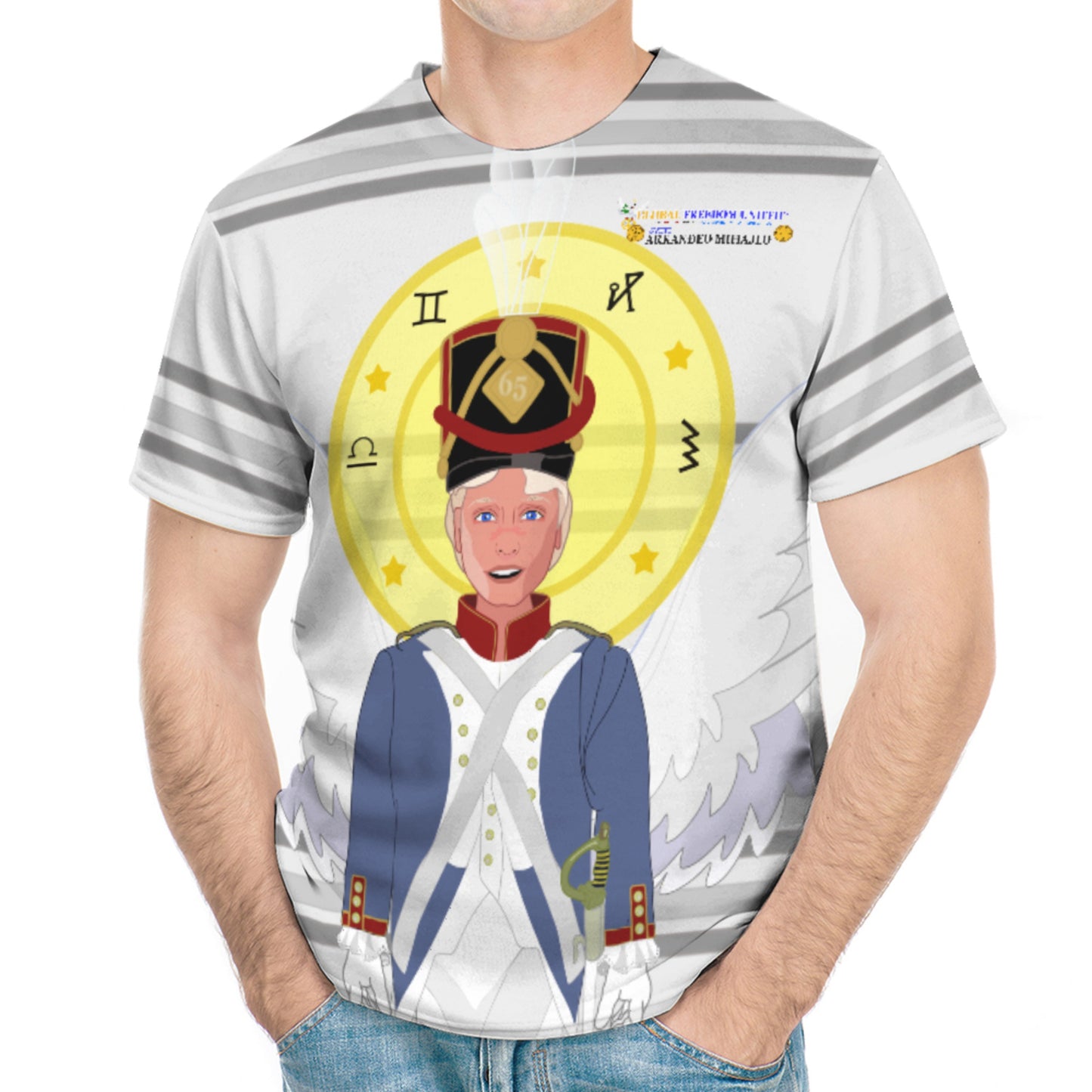 Men´s T-shirt Global Freedom United Archangel Michael Croatia V3 Grey