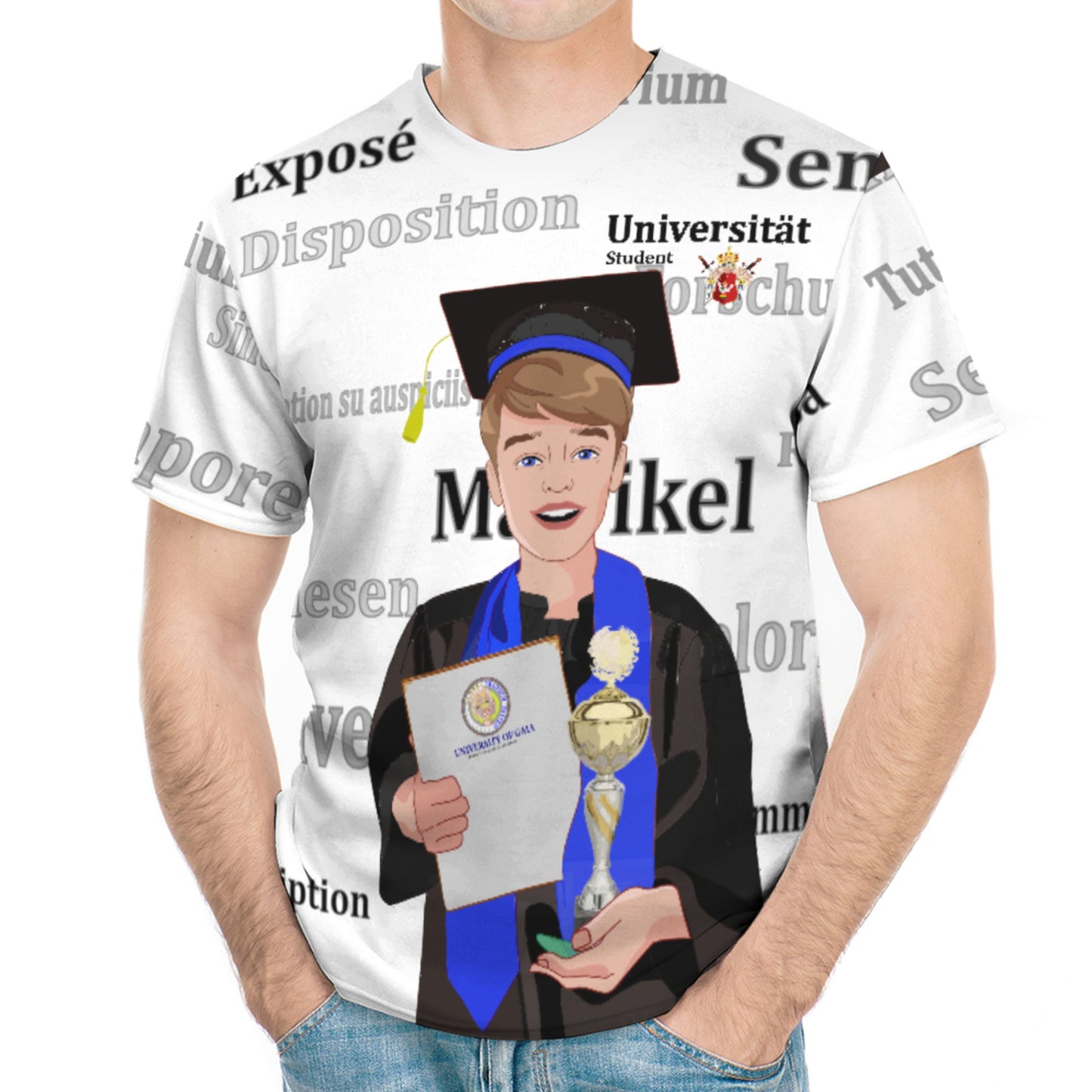 Men´s T-shirt Global Freedom United Student Boy Brown Hair 1