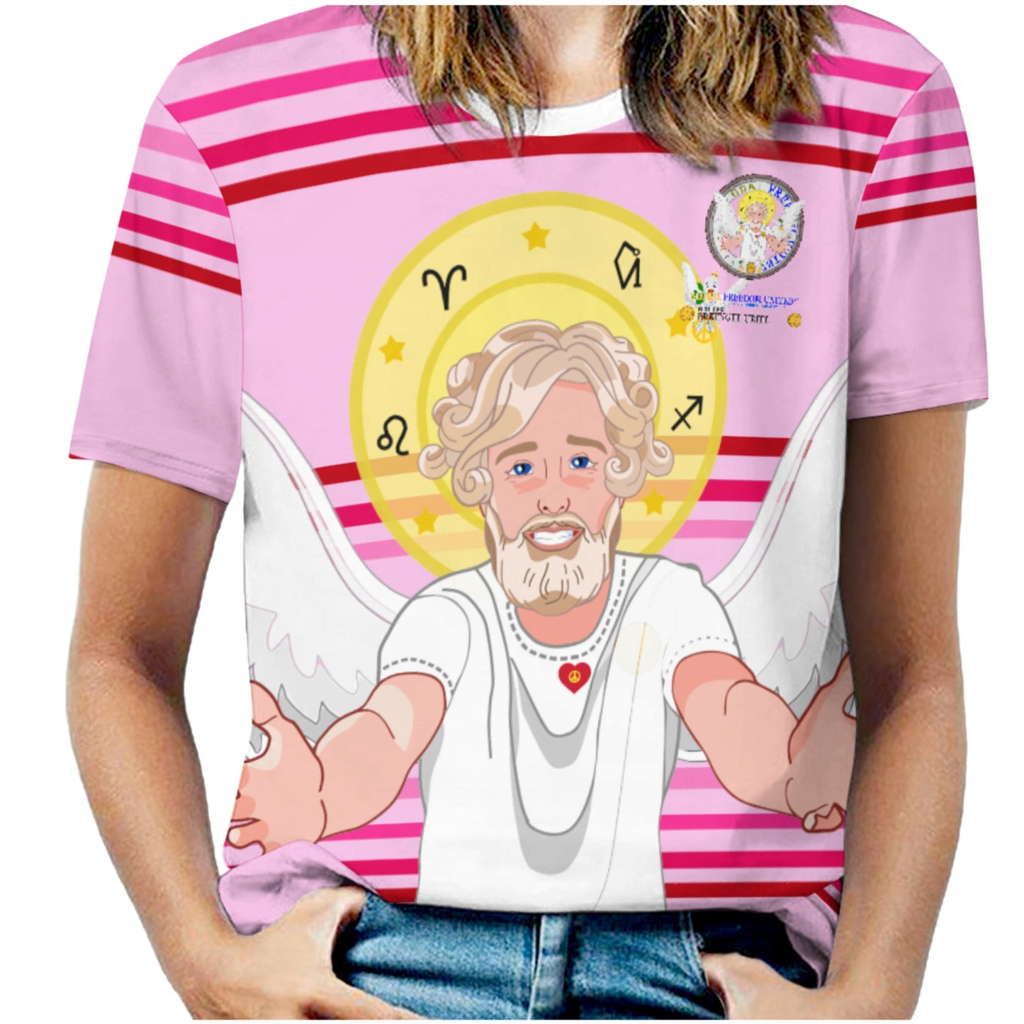 Women´s T-shirt 2 Global Freedom United Archangel Uriel German  Pink2