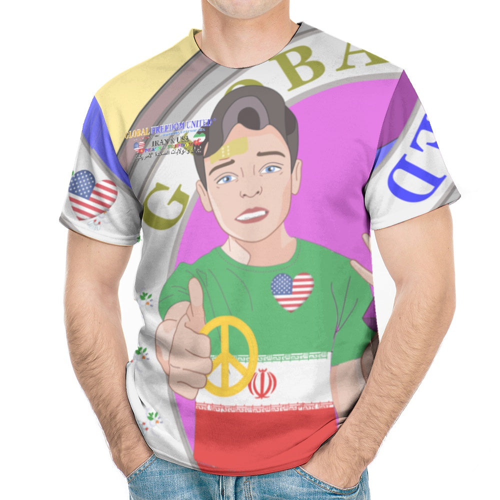 Men´s T-shirt GLOBAL FREEDOM UNITED© Men Iran & USA Yellow