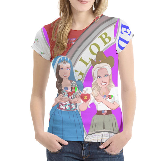 Women´s T-shirt GLOBAL FREEDOM UNITED© Women AFGHANISTAN & USA Red