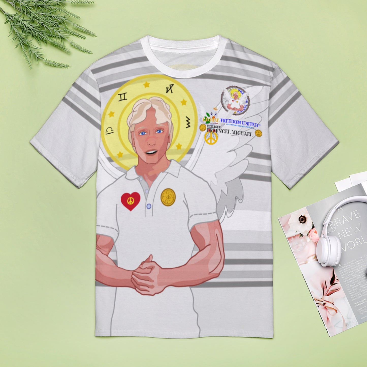 Women´s T-shirt Global Freedom United Archangel Michael German Grey