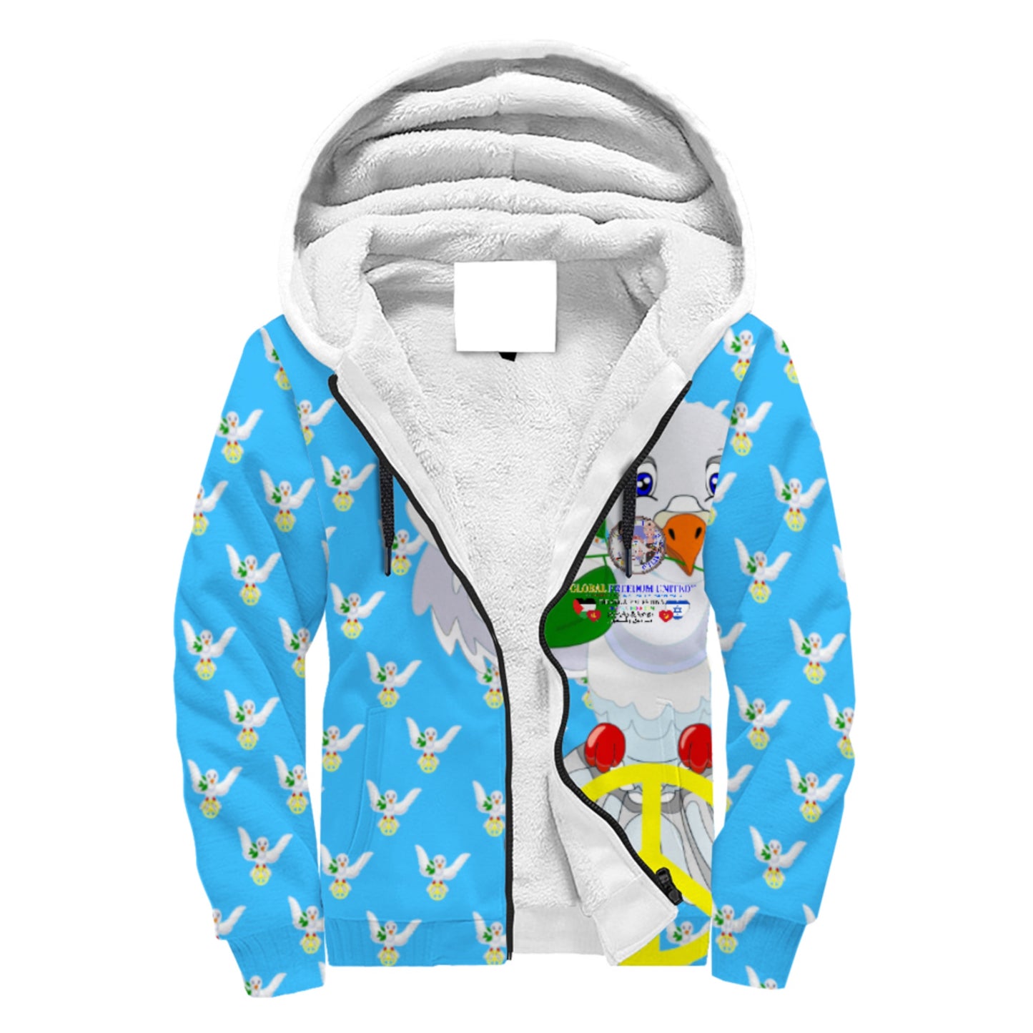 Plush Hoodie GLOBAL FREEDOM UNITED© Women Palestina & Israel Blue