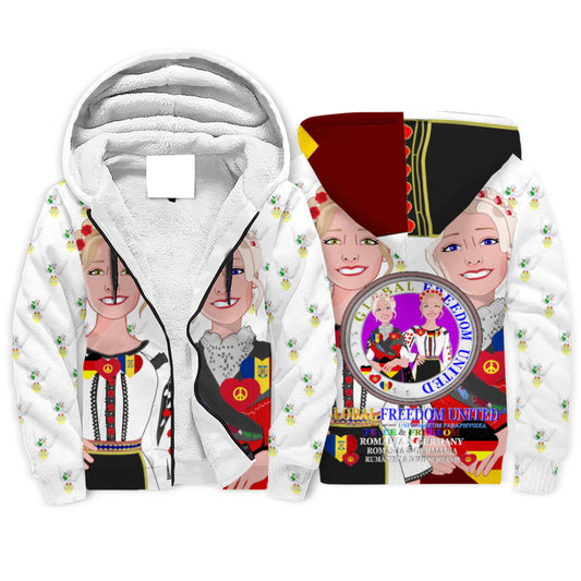 Plush Hoodie GLOBAL FREEDOM UNITED© Women Romania & Germany BIG