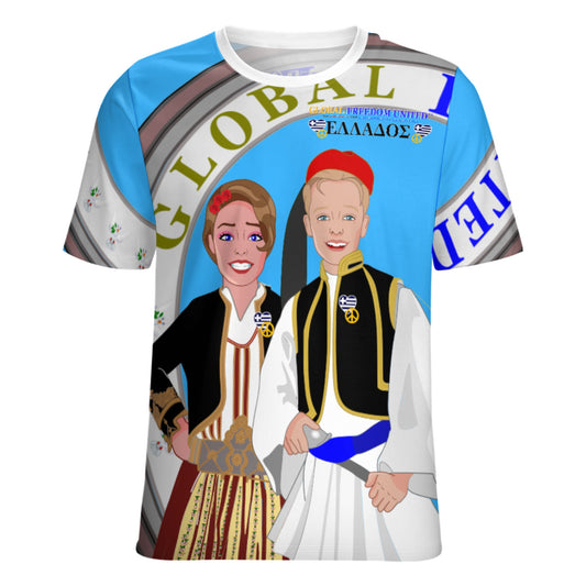 Women´s T-shirt 3 GLOBAL FREEDOM UNITED© Couple Edition Greece Blue