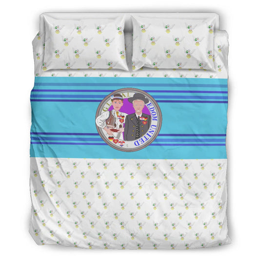 Bed Set GLOBAL FREEDOM UNITED© Men Croatia & Germany Peace Circle Blue