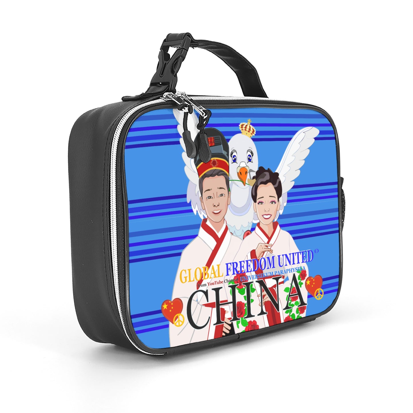 Leather Meal Bag GLOBAL FREEDOM UNITED© Couple Edition China Deep Blue
