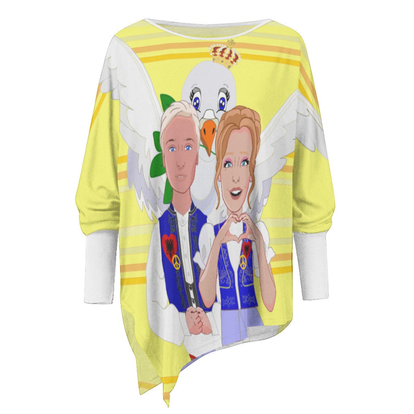 Pullover Long Sleeve T-shirt GLOBAL FREEDOM UNITED© Couple Albania Yellow