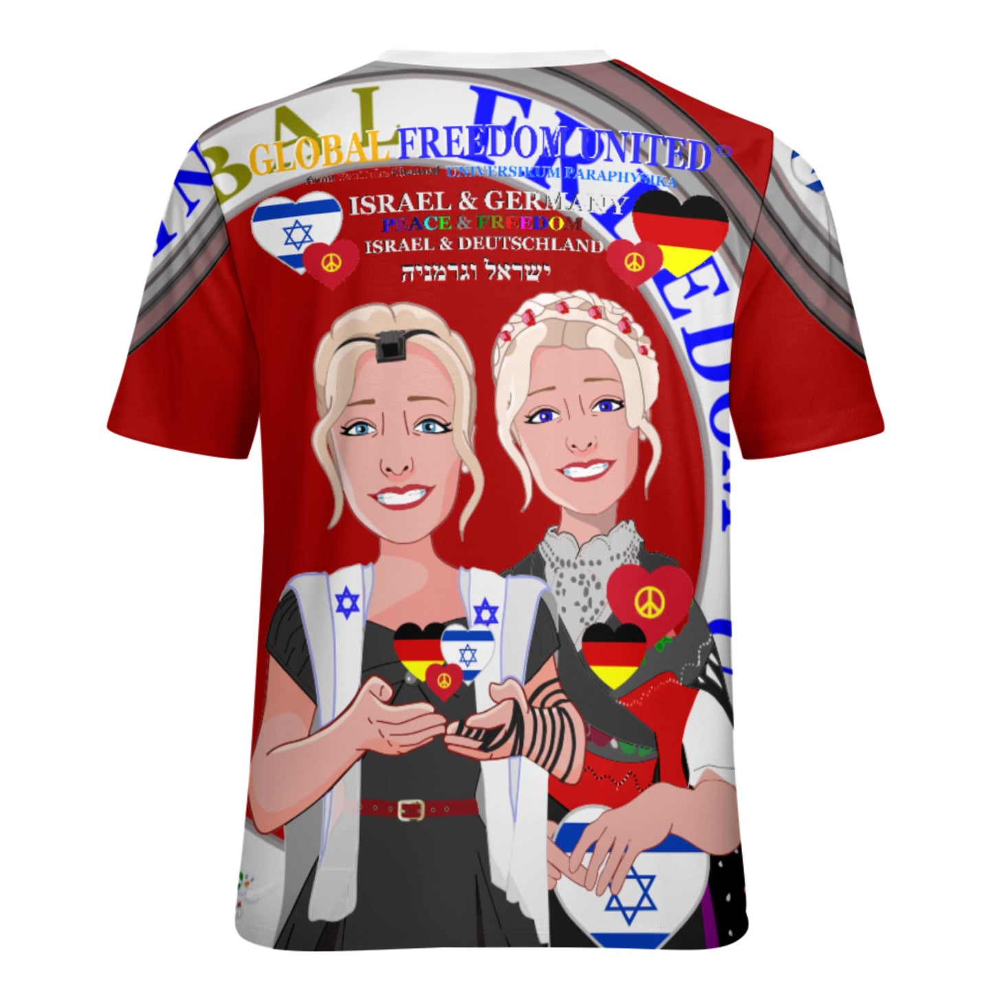 Women´s T-shirt GLOBAL FREEDOM UNITED© Israel & Germany Red