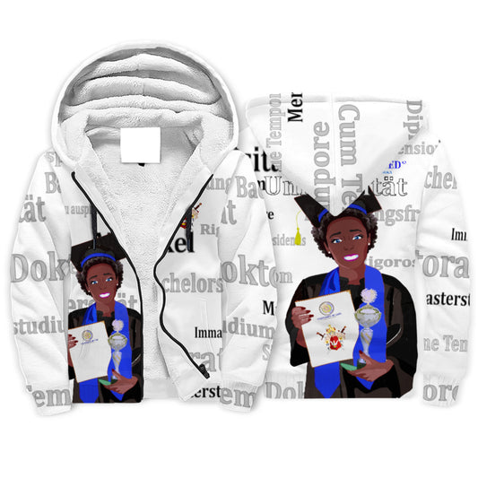 Plush Hoodie  Global Freedom United Afro Student Girl Silver Place