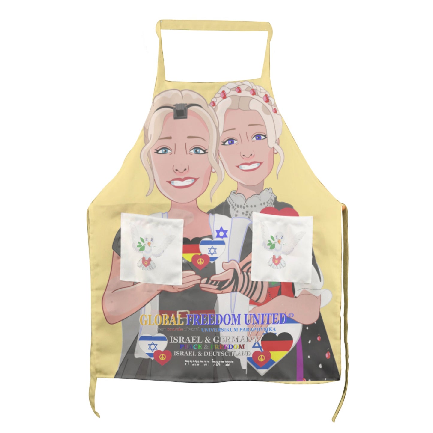 Apron GLOBAL FREEDOM UNITED© Women Israel & Germany Yellow