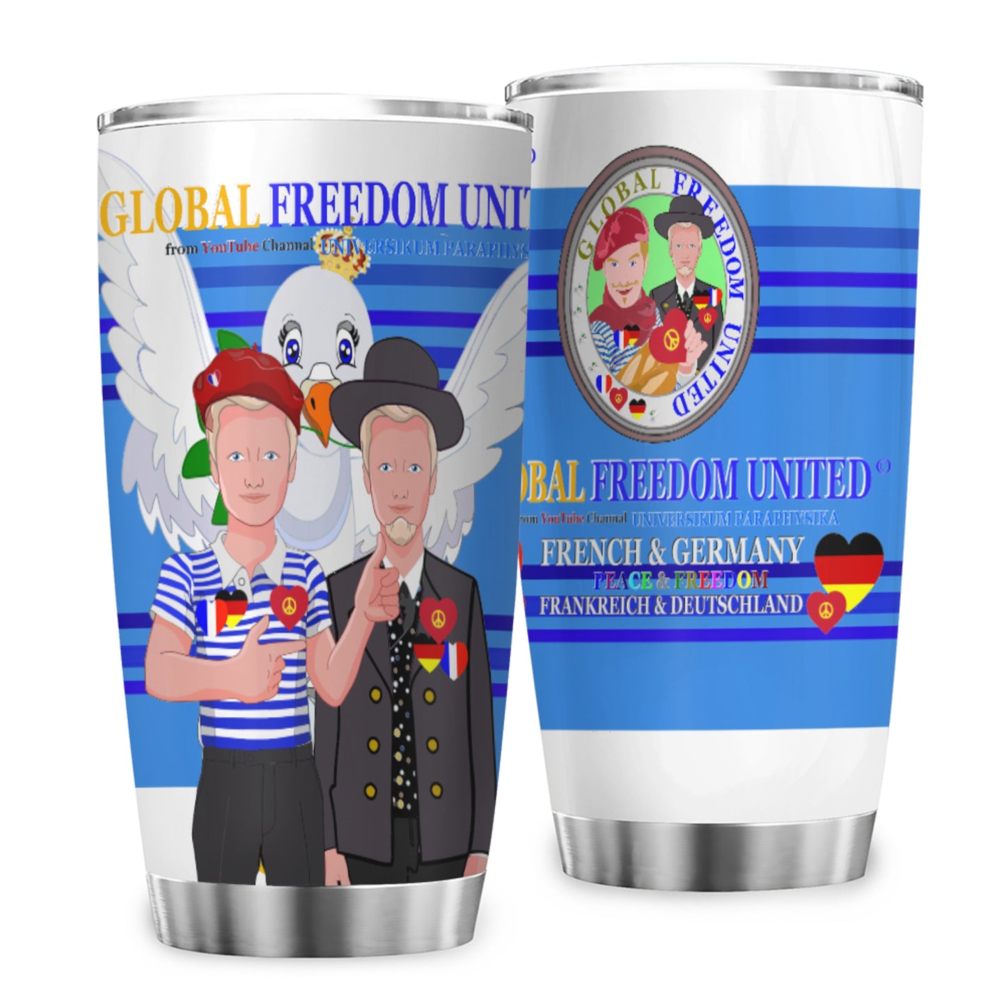 Tumbler Global Freedom United Men French & Germany Old Peace Deep Blue