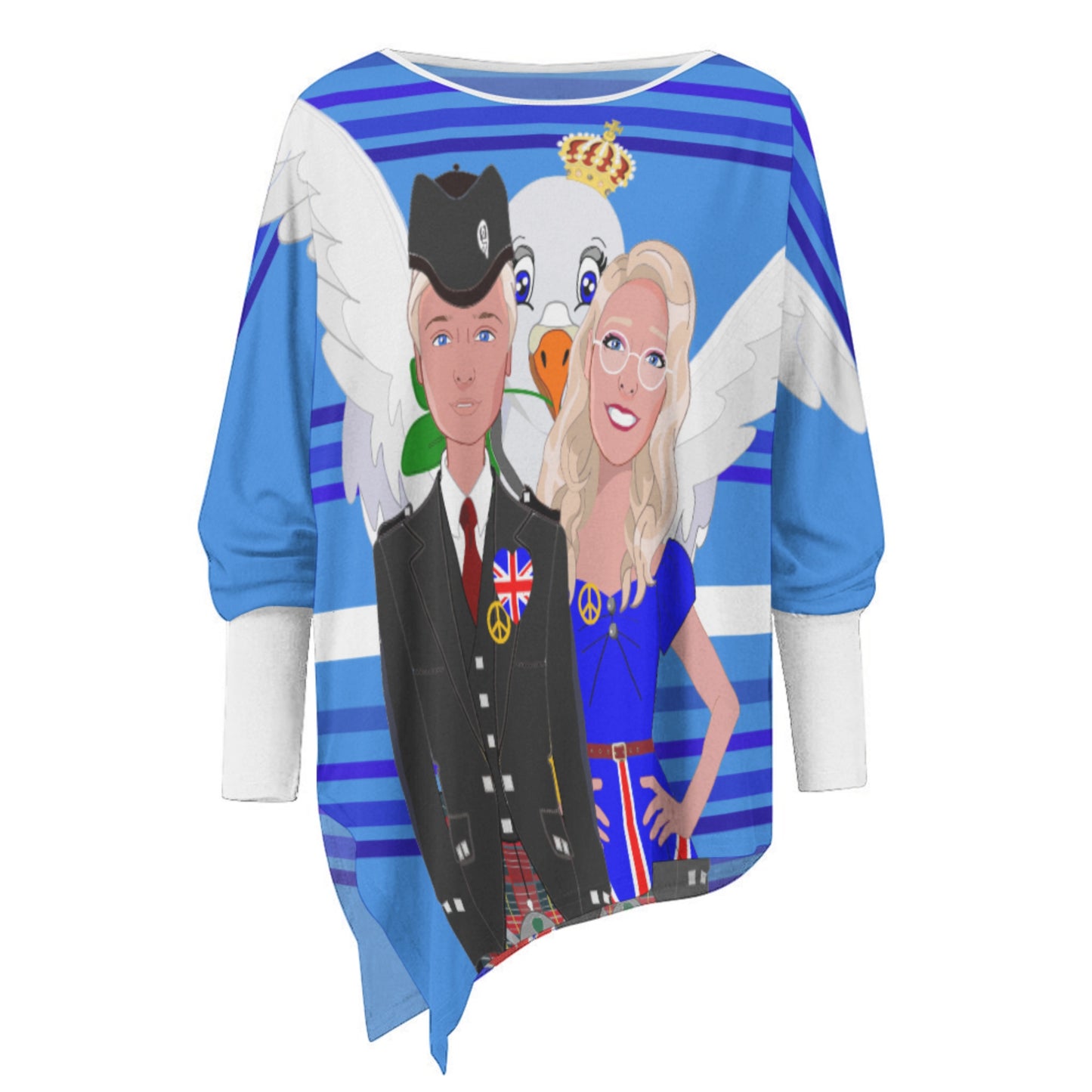 Pullover Long Sleeve T-shirt GLOBAL FREEDOM UNITED© Couple England Deep Blue