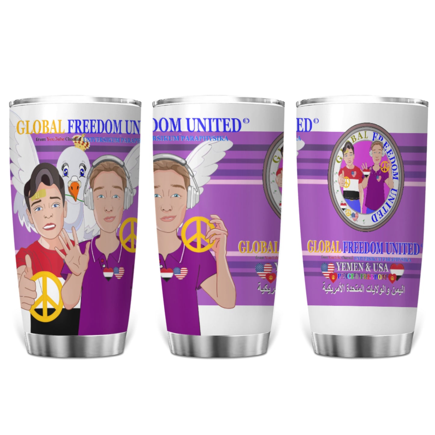 Tumbler GLOBAL FREEDOM UNITED© Men Yemen & USA Lilac