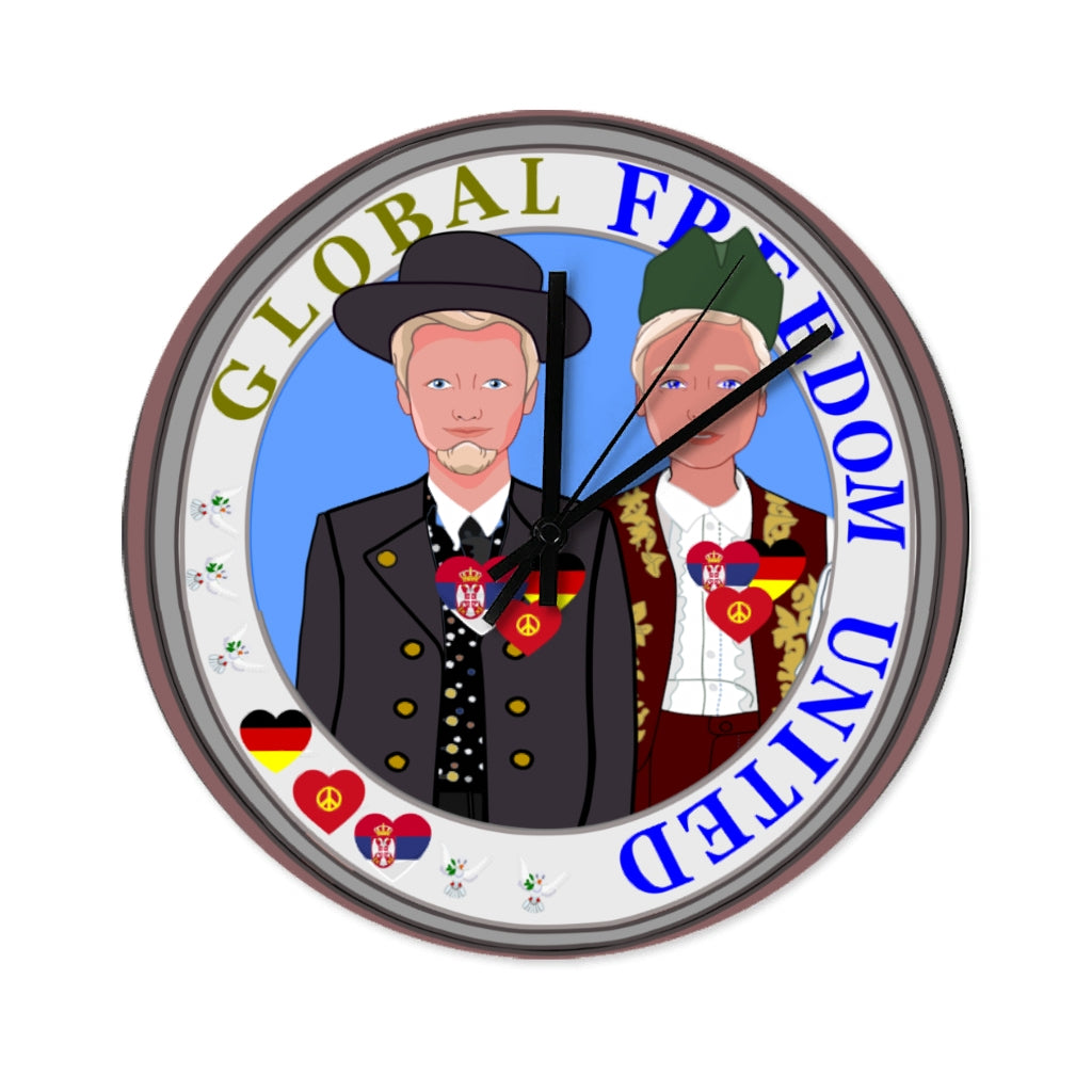 Wooden Wall Clock Without Scale GLOBAL FREEDOM UNITED© Men Serbia & Germany