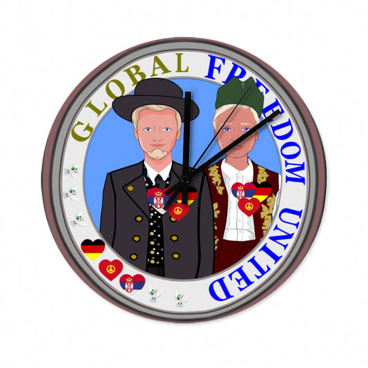 Wooden Wall Clock Without Scale GLOBAL FREEDOM UNITED© Men Serbia & Germany