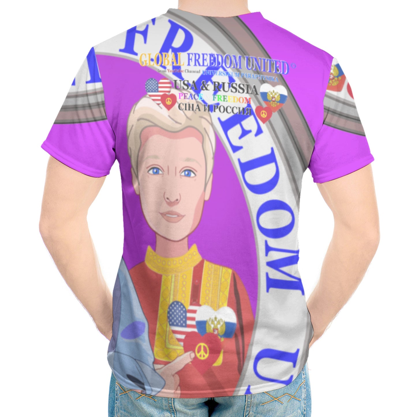 Men´s T-shirt GLOBAL FREEDOM UNITED© Men Russia & USA Lilac