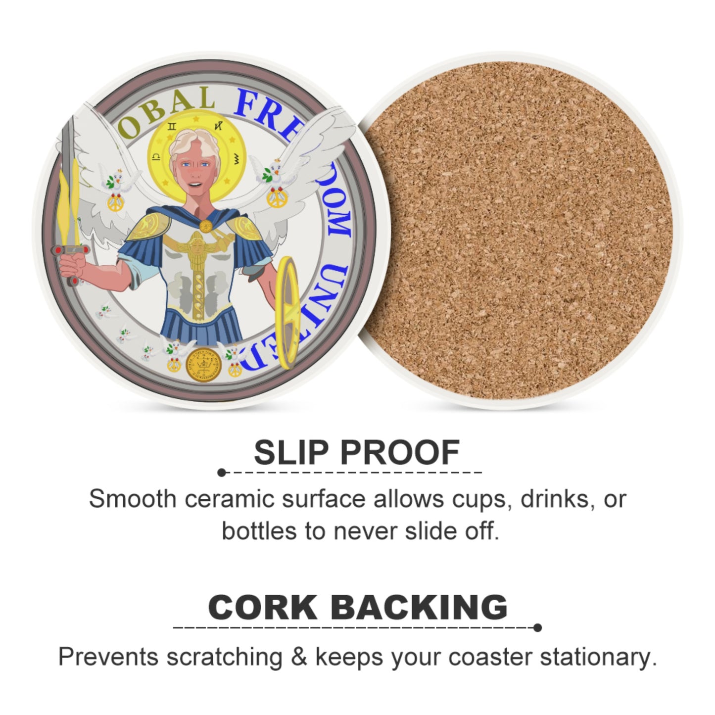 Ceramic Coasters Global Freedom United Archangel Michael