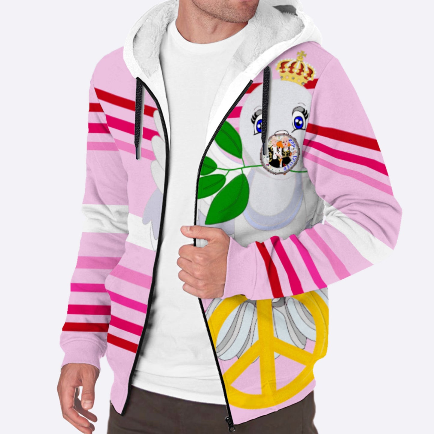 Plush Hoodie 1 Global Freedom United Couple Edition Serbia Pink2