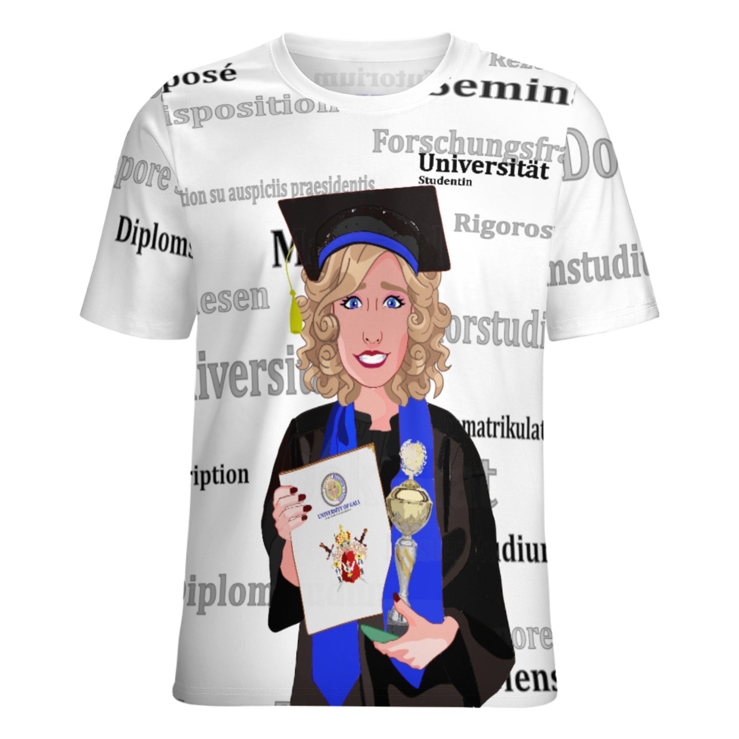 Women´s T-shirt Global Freedom United Student Girl Gold Place Blond Hair