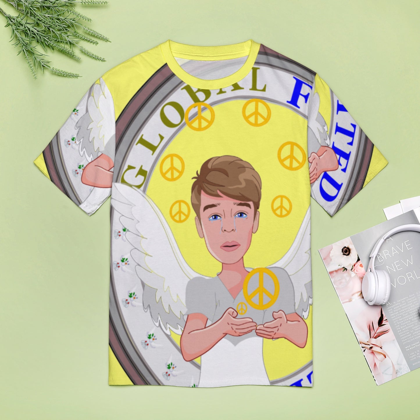 Women´s T-shirt Global Freedom United Boy Peace Of Angel Yellow