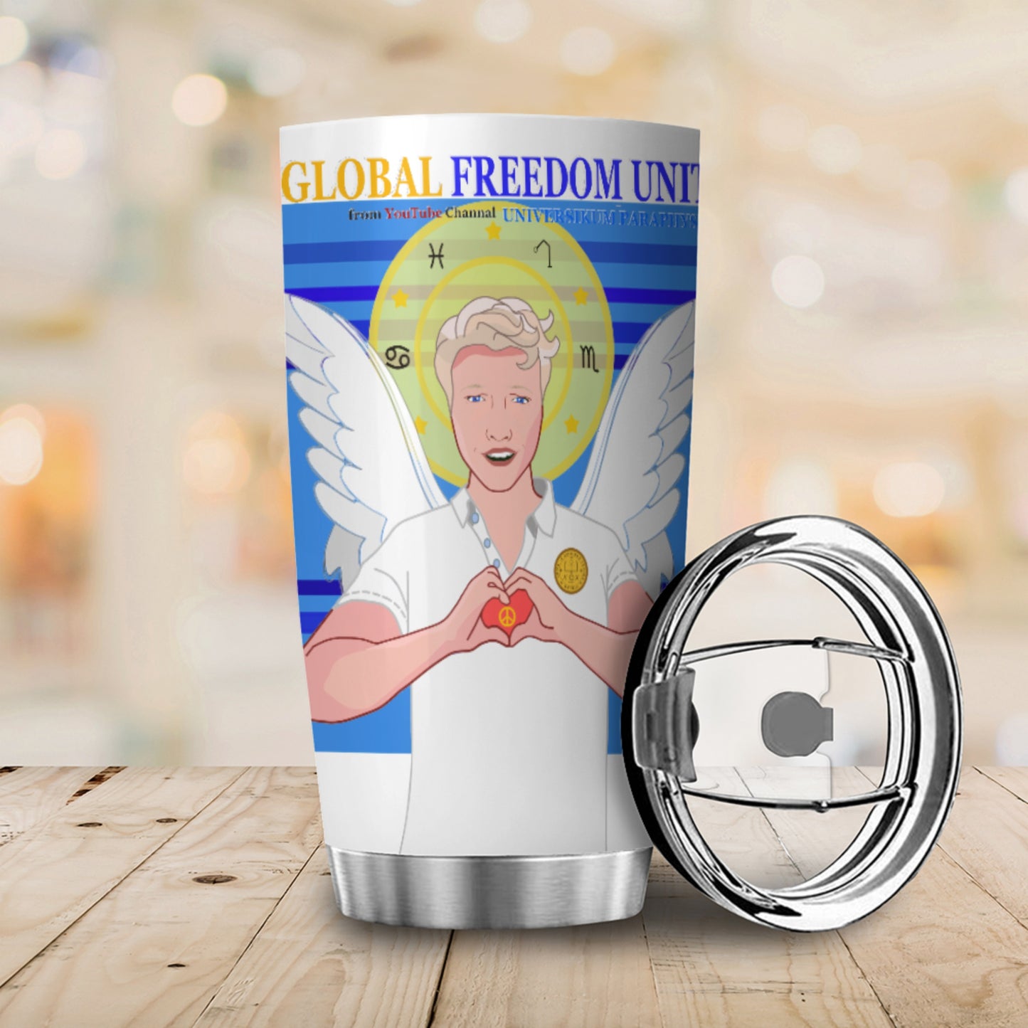 Tumbler Global Freedom United Archangel Raphael German  Deep Blue