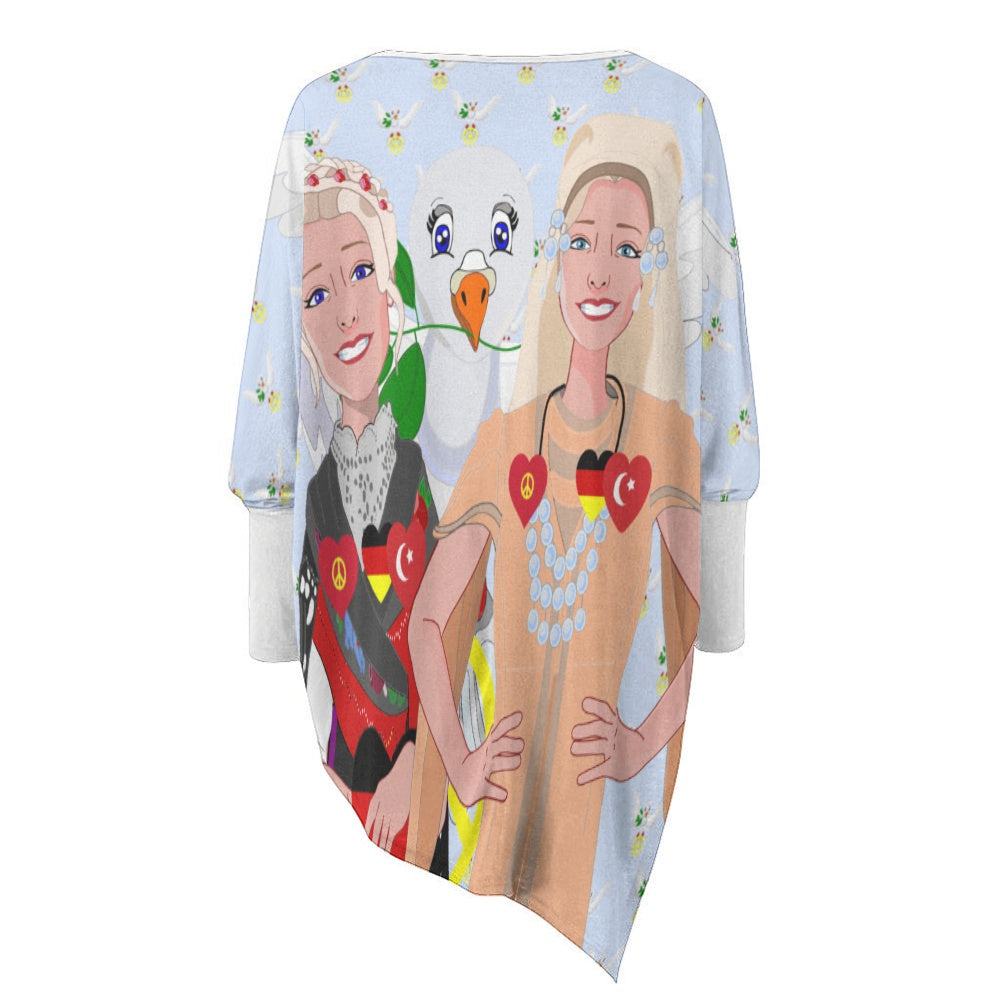 Pullover Long Sleeve T-shirt GLOBAL FREEDOM UNITED© Women Turkey & Germany Light Blue