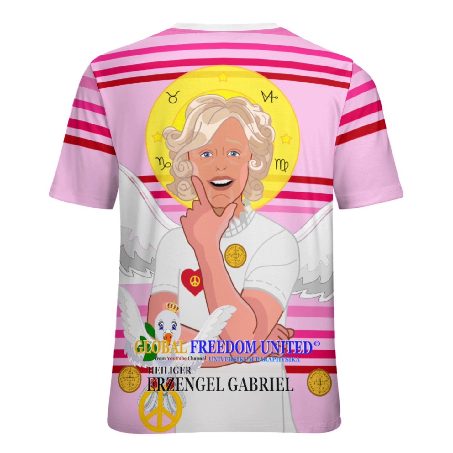 Women´s T-shirt 2 GLOBAL FREEDOM UNITED© Archangel Gabriel German Pink2
