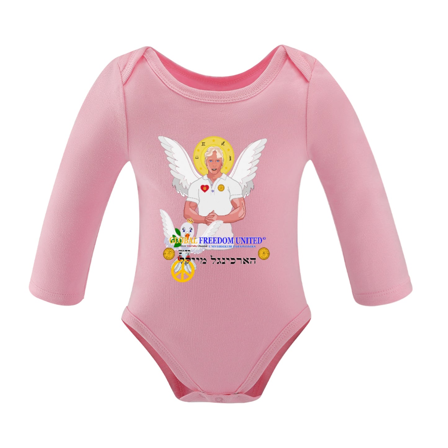 Baby Long-sleeve Bodysuit Global Freedom United Girl  Archangel Michael Hebrew 2