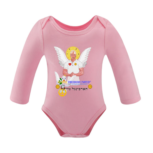 Baby Long-sleeve Bodysuit Global Freedom United Girl  Archangel Michael Hebrew 2