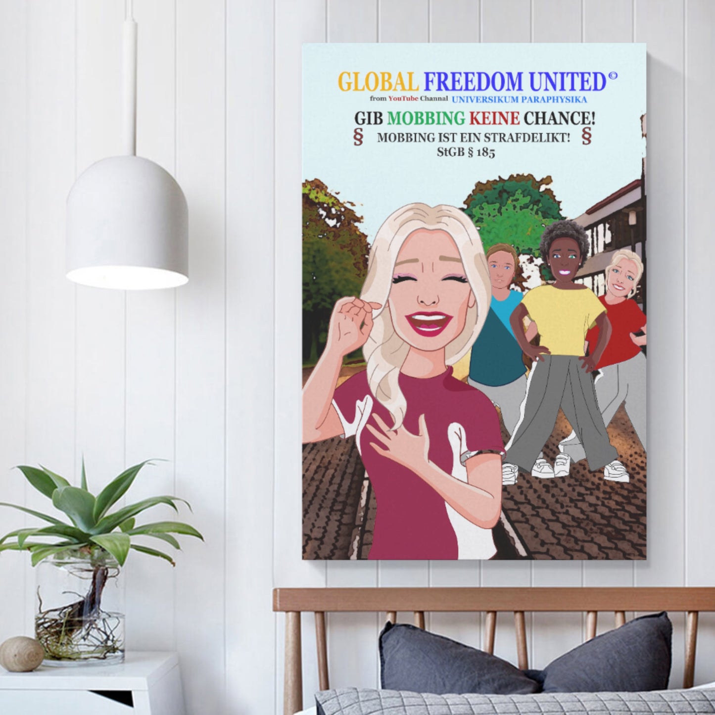 Poster GLOBAL FREEDOM UNITED© Gib Mobbing Eine Chance
