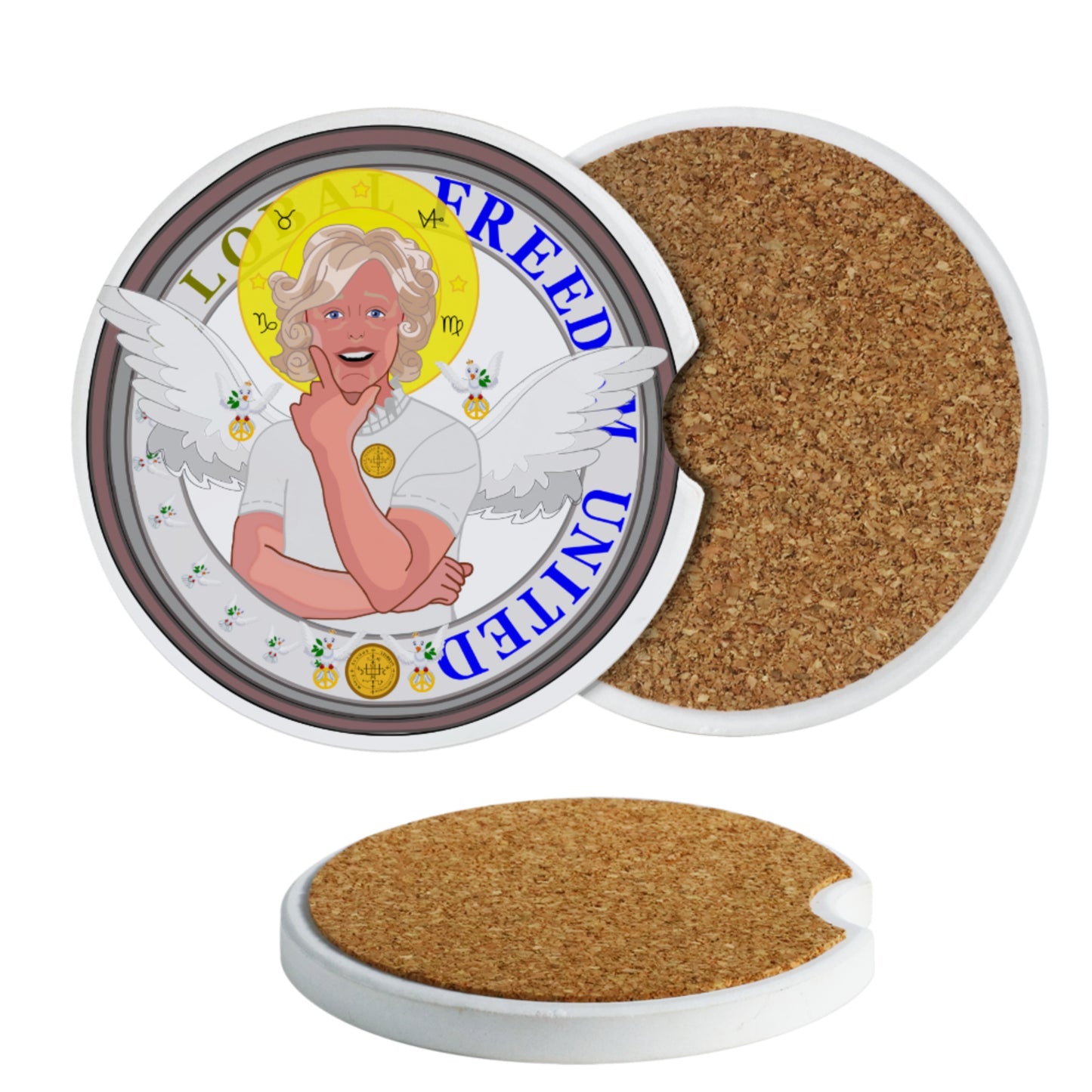 Ceramic Car Coaster GLOBAL FREEDOM UNITED© Archangel Gabriel