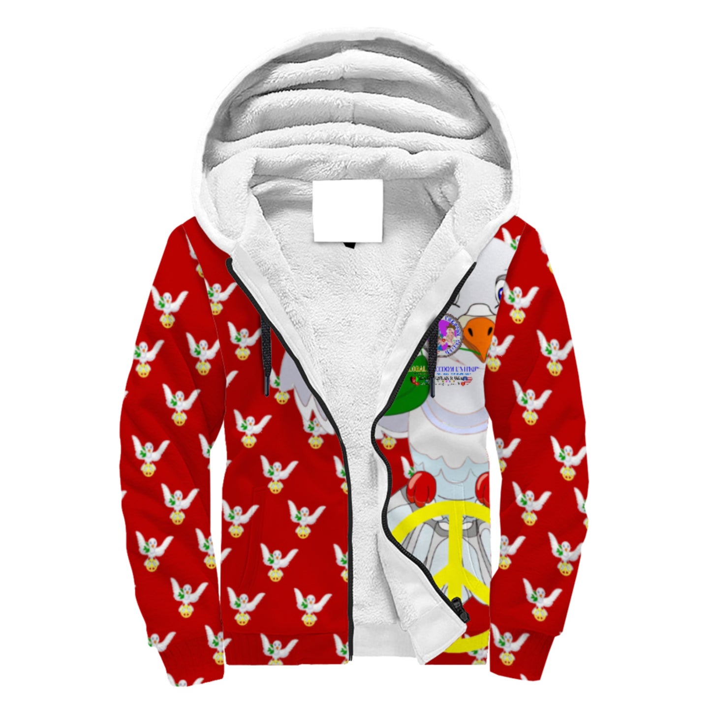 Plush Hoodie GLOBAL FREEDOM UNITED© Women AFGHANISTAN & USA Red