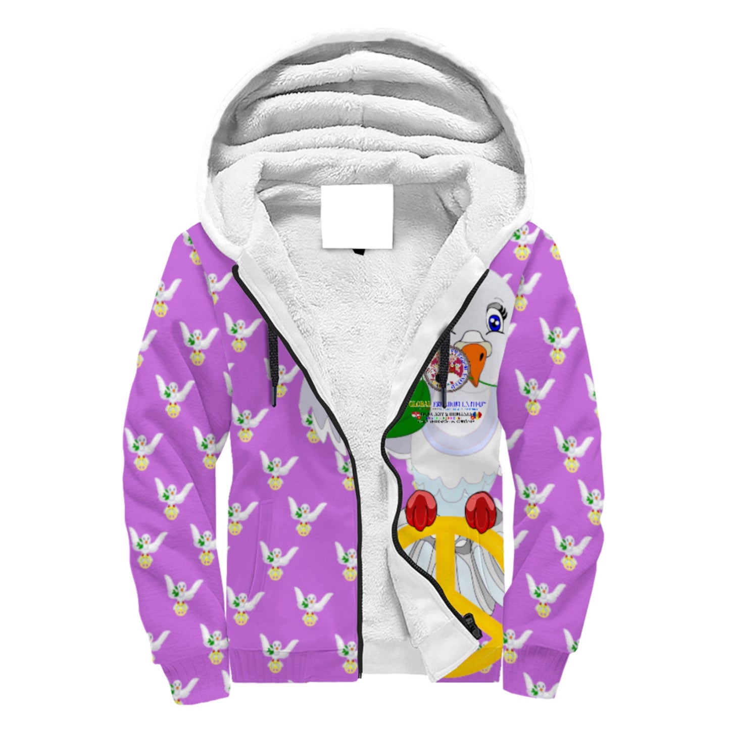 Plush Hoodie GLOBAL FREEDOM UNITED© Women Romania & Hungary Lilac
