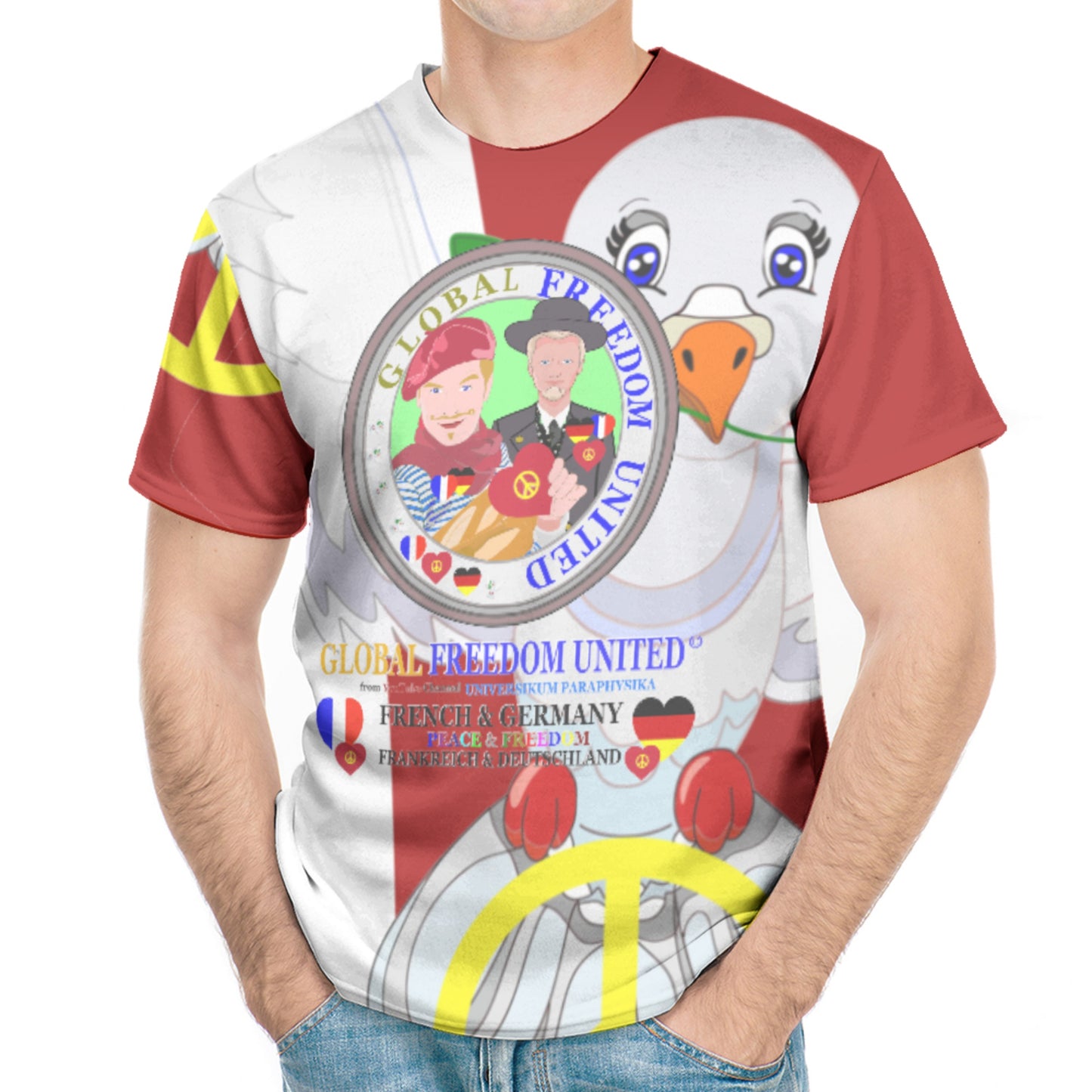 Men´s T-shirt GLOBAL FREEDOM UNITED© Men French & Germany V1 Red