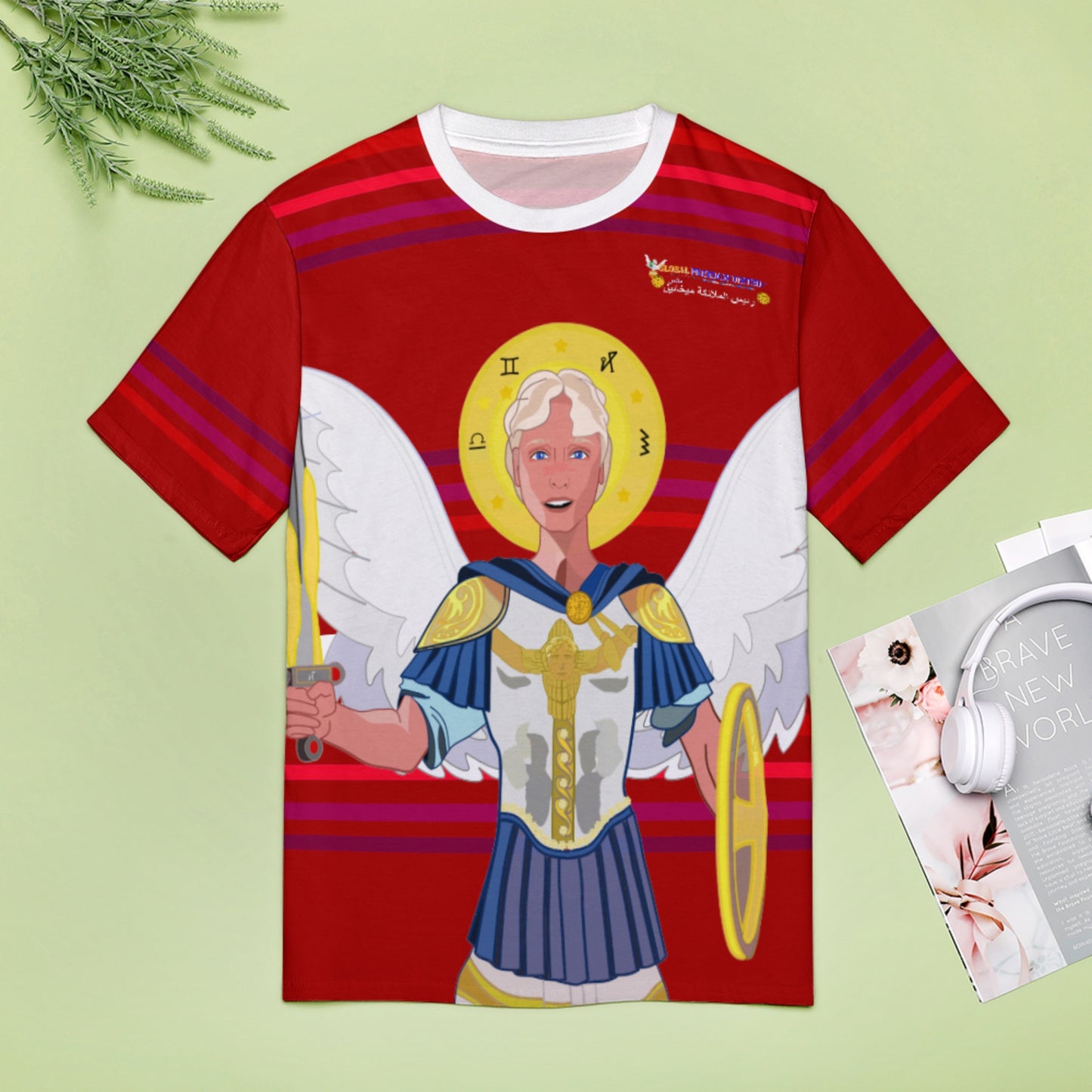 Women´s T-shirt Global Freedom United Archangel Michael Arabic V1 Red