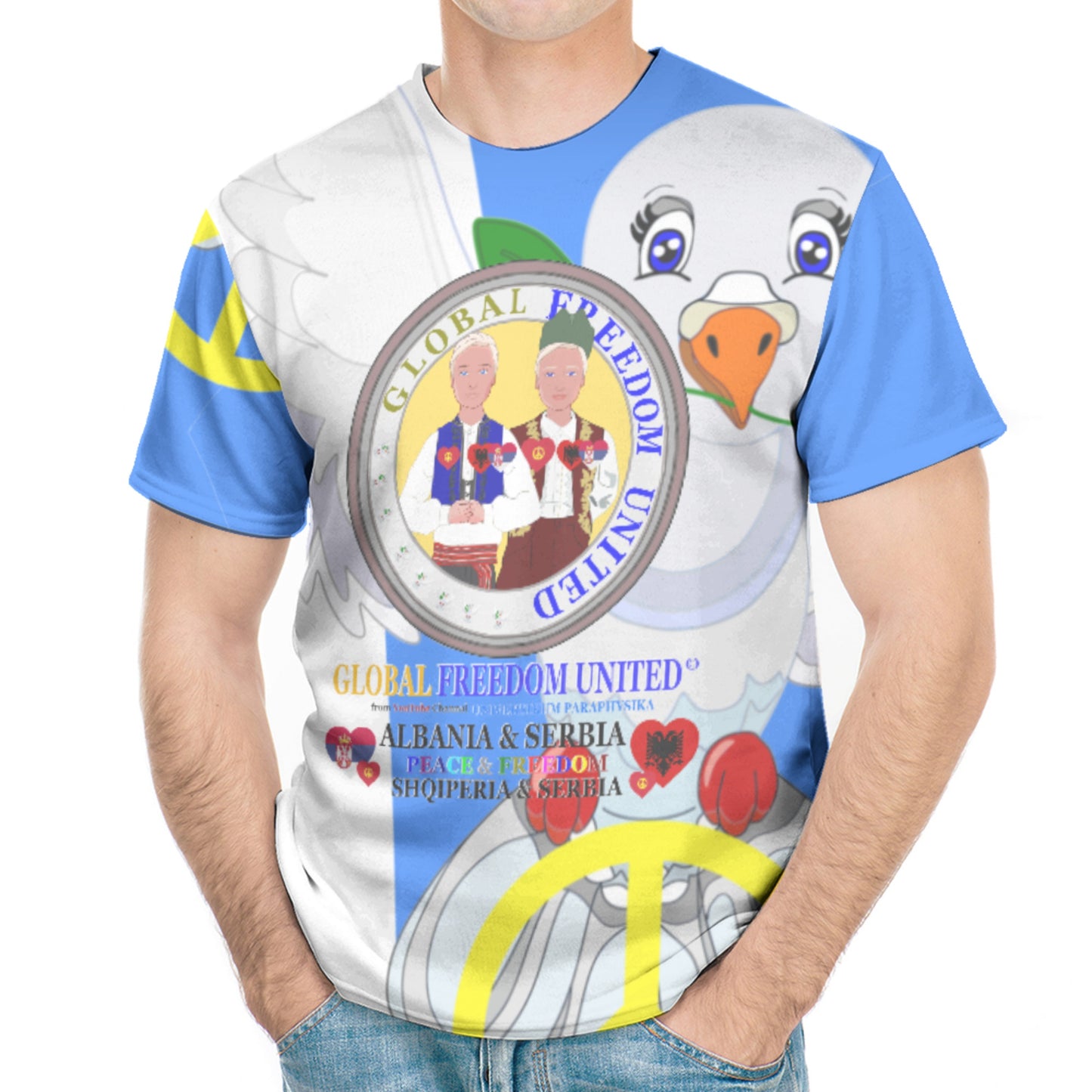 Men´s T-shirt GLOBAL FREEDOM UNITED© Men Albania & Serbia Blue