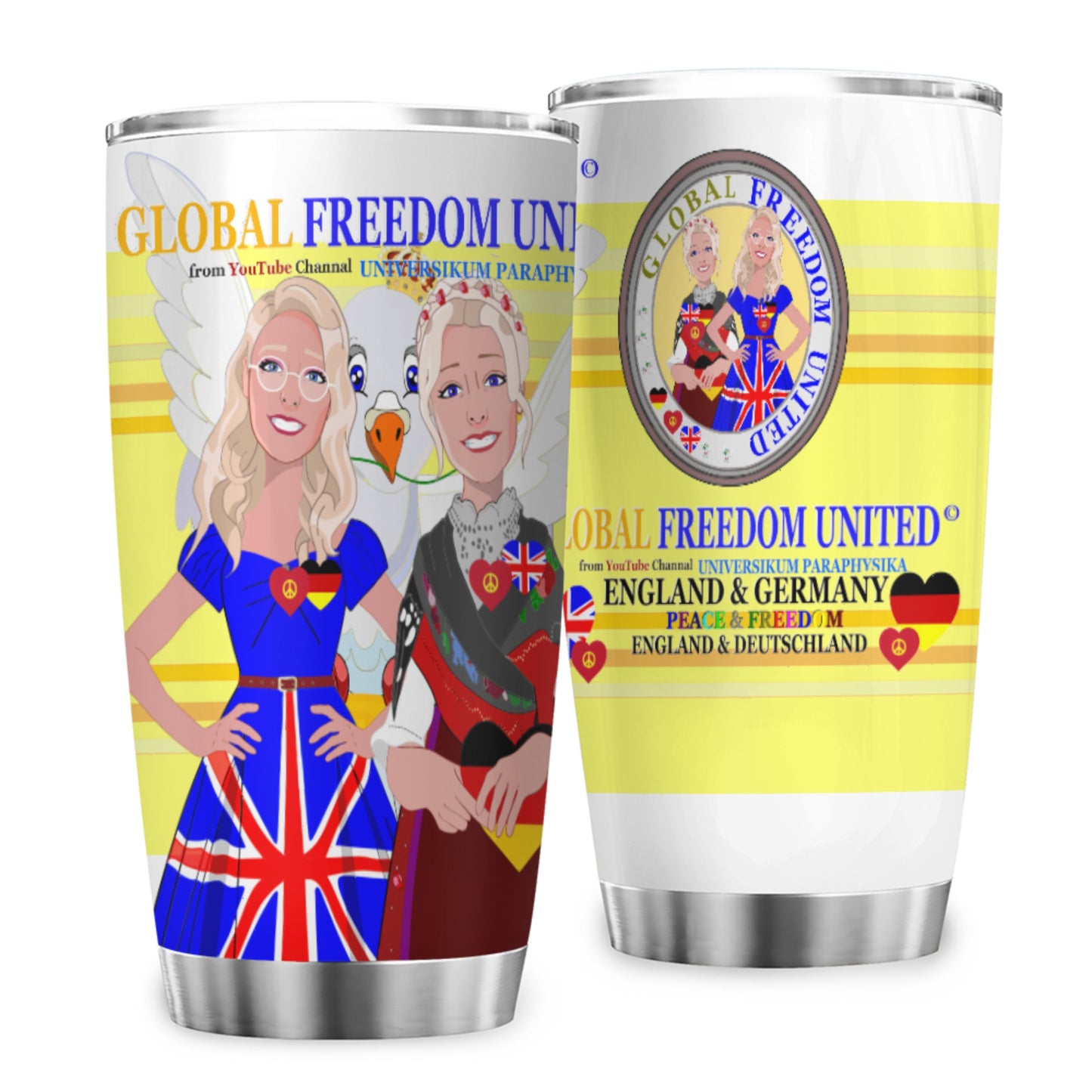 Tumbler Global Freedom United Women England & Germany Old Peace Yellow