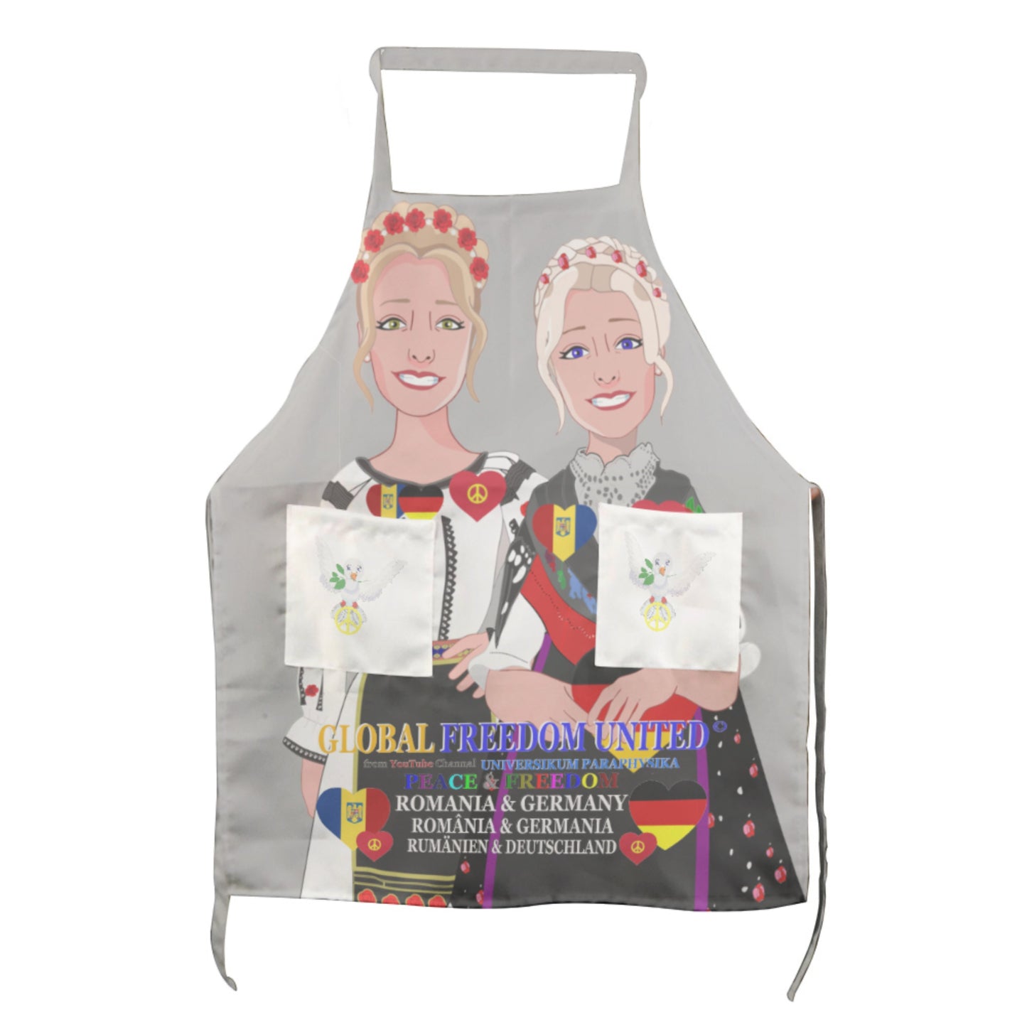 Apron GLOBAL FREEDOM UNITED© Women Romania & Germany Grey