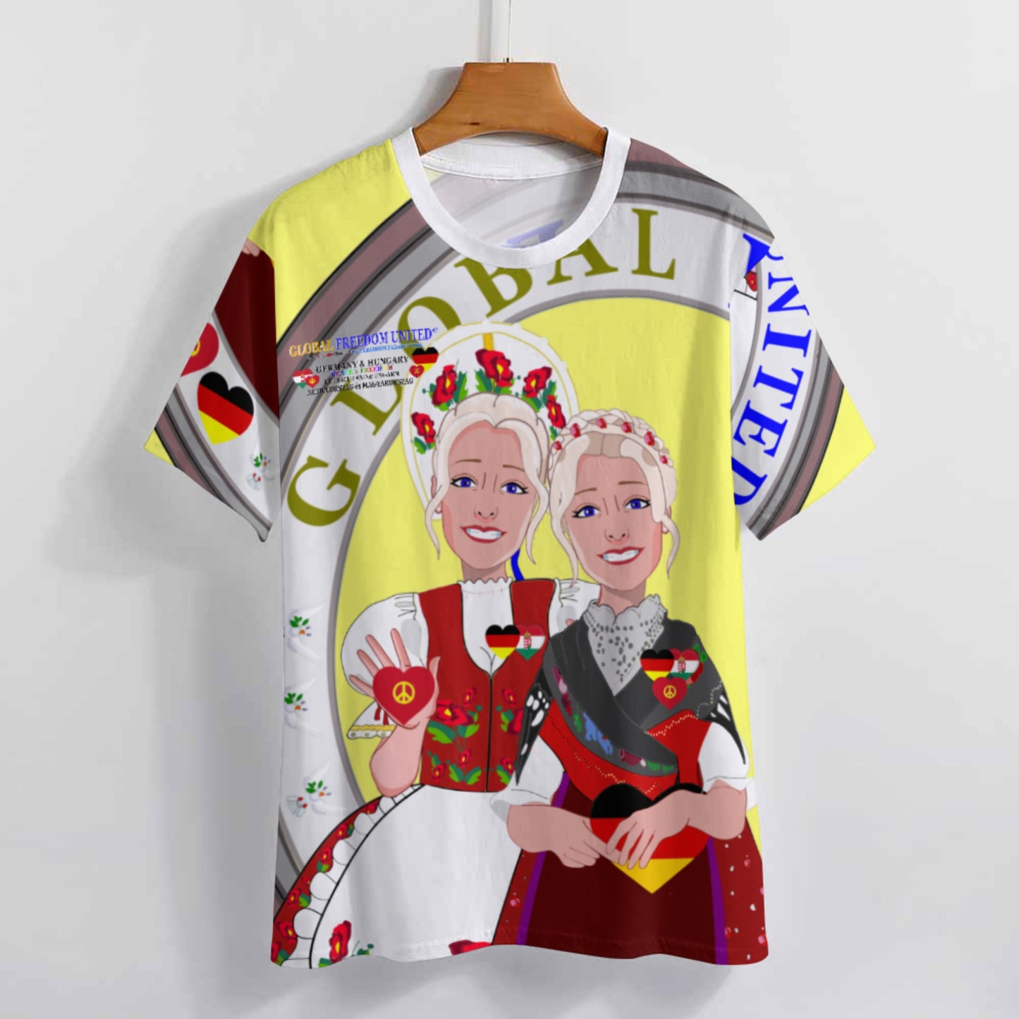 Women´s T-shirt 3 GLOBAL FREEDOM UNITED© Women Germany & Hungary Yellow