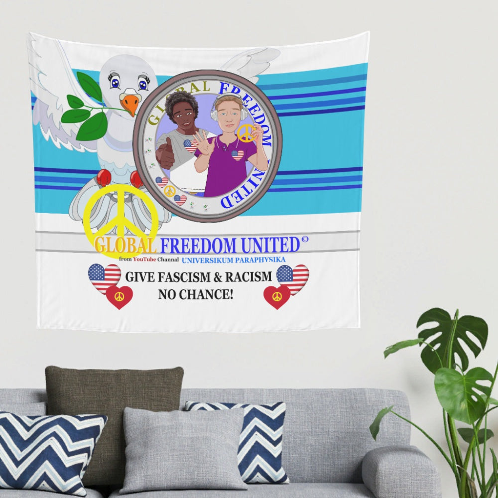 Tapestry GLOBAL FREEDOM UNITED© Men Anti Fascism & Racism USA Blue 2
