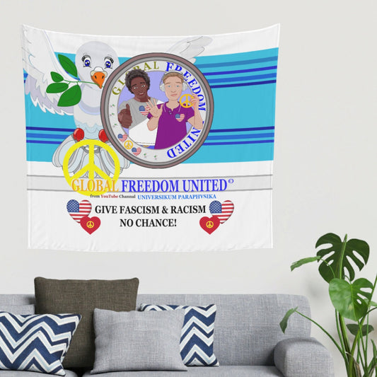 Tapestry GLOBAL FREEDOM UNITED© Men Anti Fascism & Racism USA Blue 2